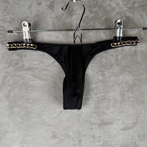 Victoria's Secret Other - Victorias Secret Very Sexy Black Thong Gold Chain Hardware Panty XS NEW